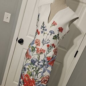 New York & Company White Floral Midi Dress